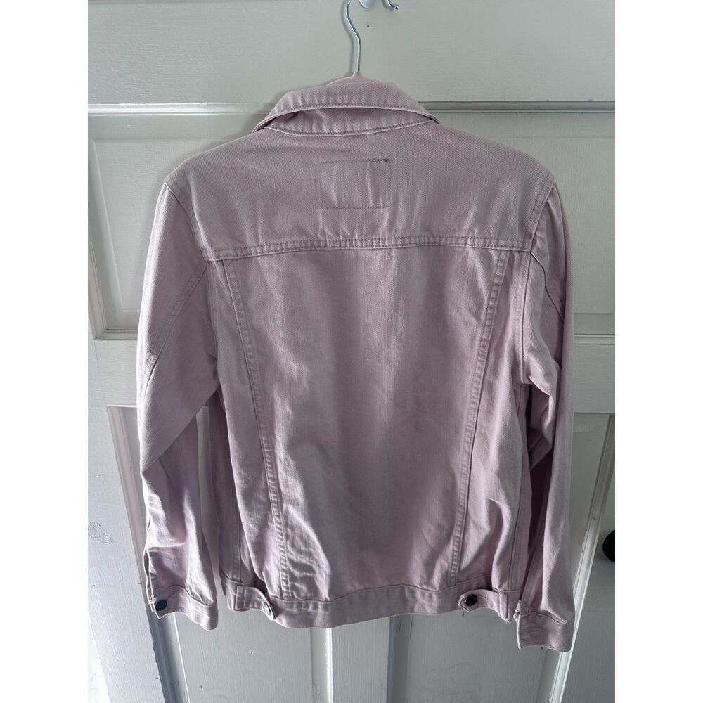 CARBON Womens Pink Denim Jacket Size Small Oversized Distressed Jean Jacket
